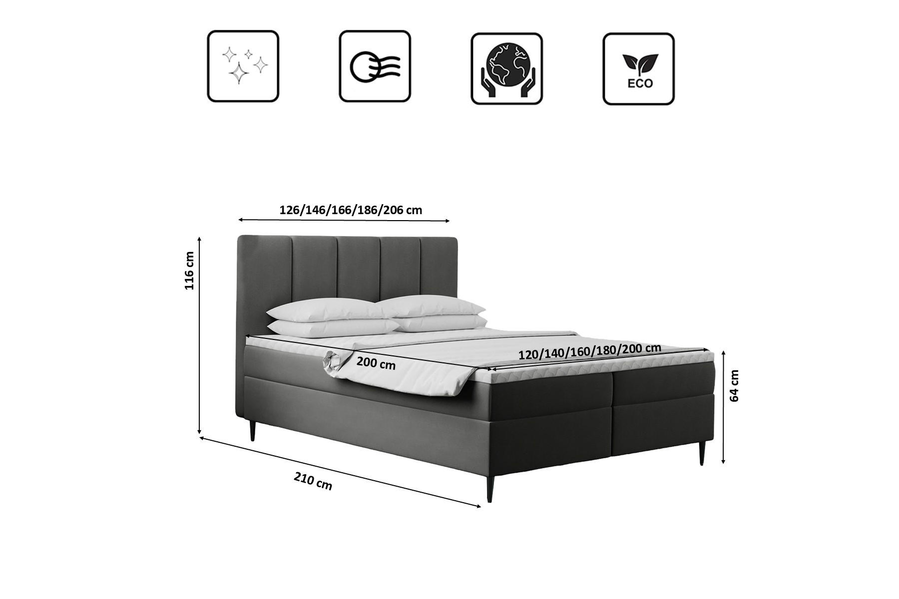 Thumbnail - Kaiser Möbel Boxbett, Grau, Textil, H3, Höhe ca. 20 cm, einzeln stellbar, eckig, 160x200 cm, Schlafzimmer, Betten, Boxsp...