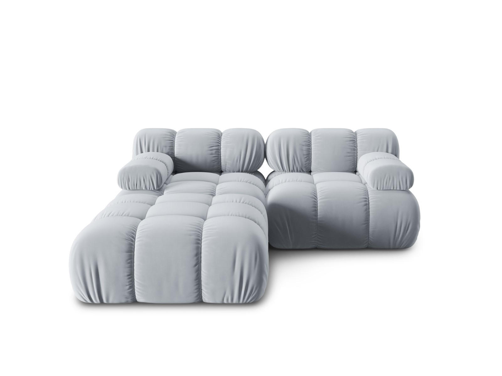 MODULARES-SOFA Bellis aus Samt hellblau 3 Sitzplätze - Hellblau, Textil (188/63/188cm) - Micadoni