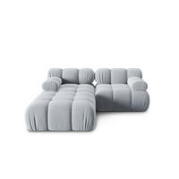 MODULARES-SOFA Bellis aus Samt hellblau 3 Sitzplätze - Hellblau, Textil (188/63/188cm) - Micadoni