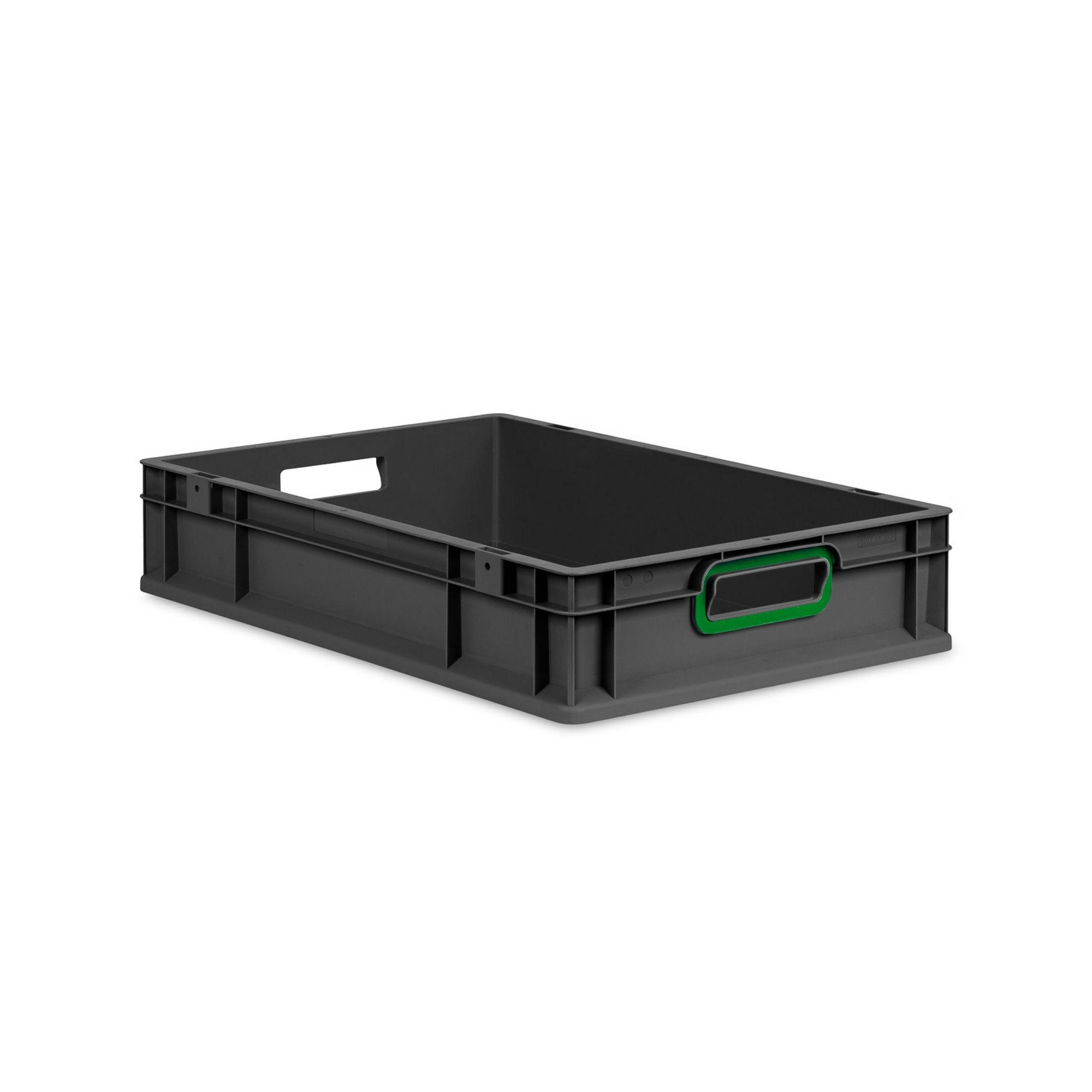 EUROBOX NextGen Color 12x40x60 cm 23 Liter Griffe grün offen, Schwarz - Schwarz/Grün, Kunststoff (40/12/60cm) - PROREGAL