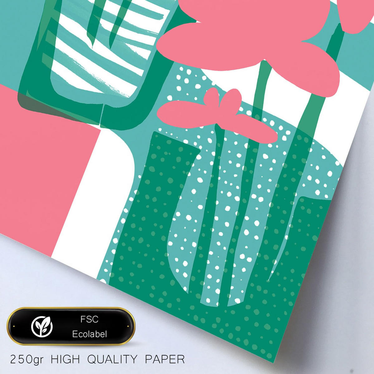 POSTER Set Mit 6 Pinkes Grün In Blume Zusammenfassung Ästhetische Dekorative Gemälde Für Ihr Wohnzimmer, Schlafzimmer, Zuhause A3 & A4 Rahmenlos - Klar, Papier (29/3cm) - Nacnic