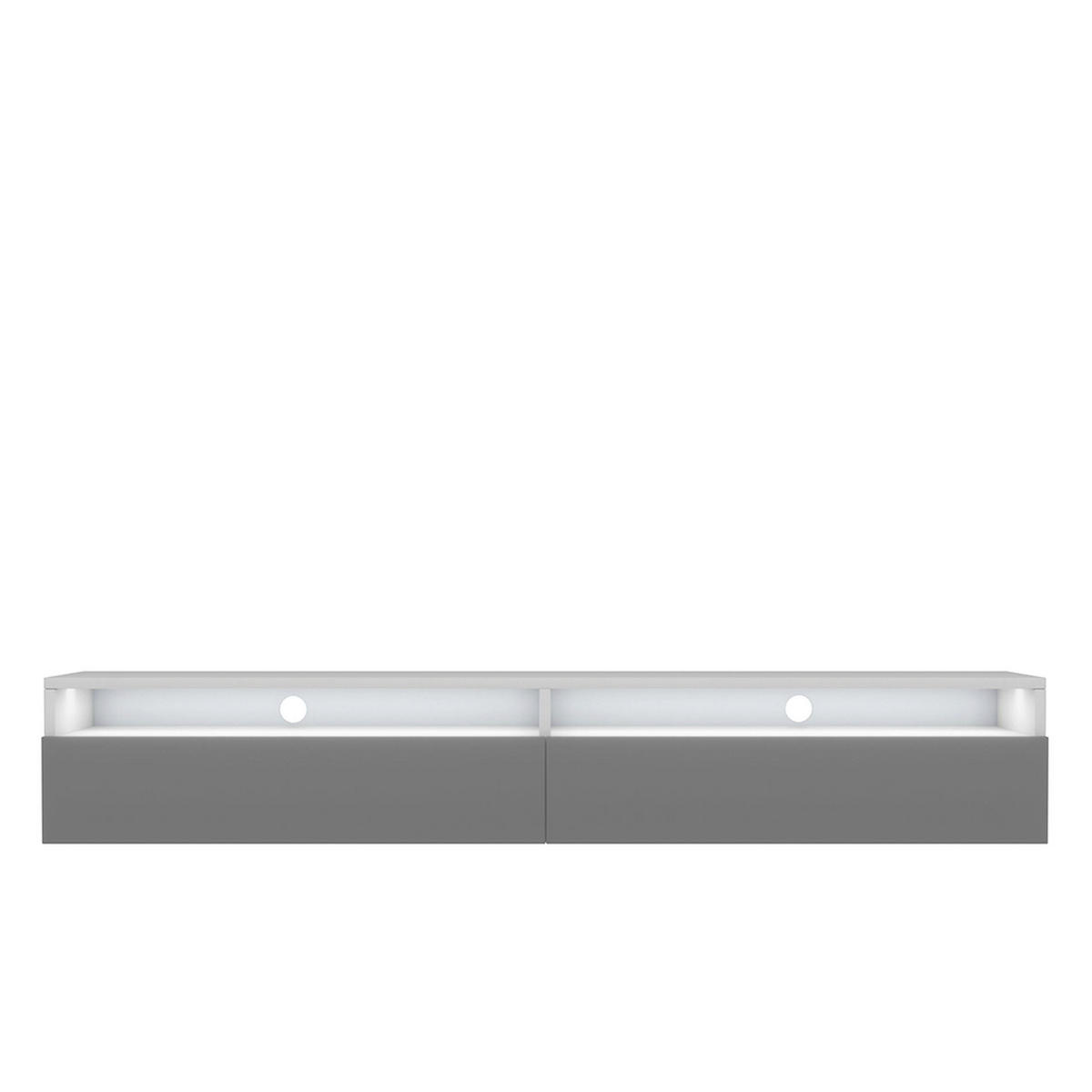 TV-LOWBOARD Rednaw Weiß Matt/Grau Hochglanz mit LED, 180/30/31 cm - Weiß/Grau, Holzwerkstoff (180/30/31cm) - Selsey