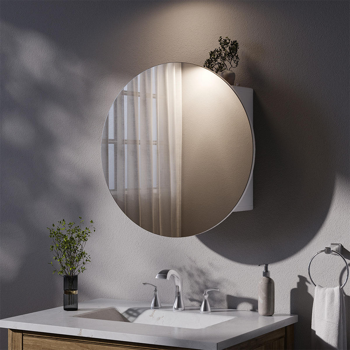 BADSPIEGELSCHRANK Loki Weiß 60 x 60 cm mit 2 Fächern - Weiß, Holzwerkstoff (60/60/17.4cm) - Vicco