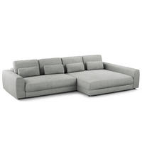 ECKSOFA mit XXL-Longchair - Schwarz/Grau, Kunststoff/Textil (323/182cm) - home24