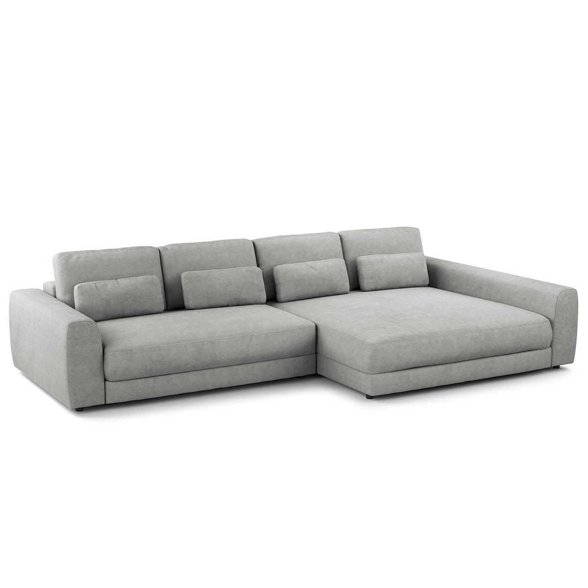 ECKSOFA mit XXL-Longchair - Schwarz/Grau, Kunststoff/Textil (323/182cm) - home24