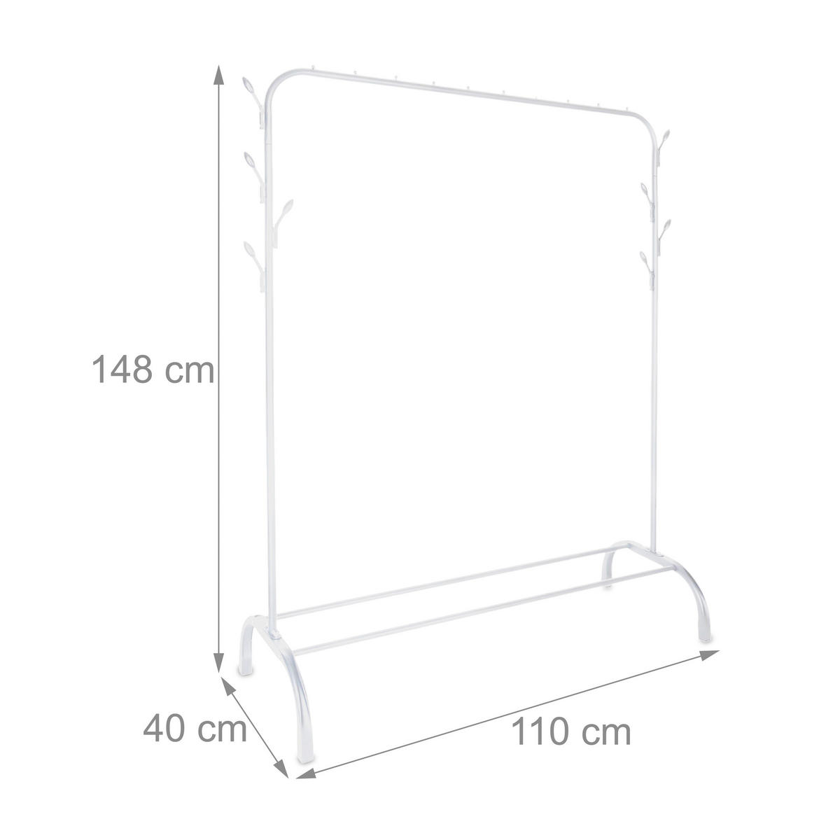 KLEIDERSTÄNDER - Weiß, Kunststoff/Metall (110/148/40cm) - Relaxdays