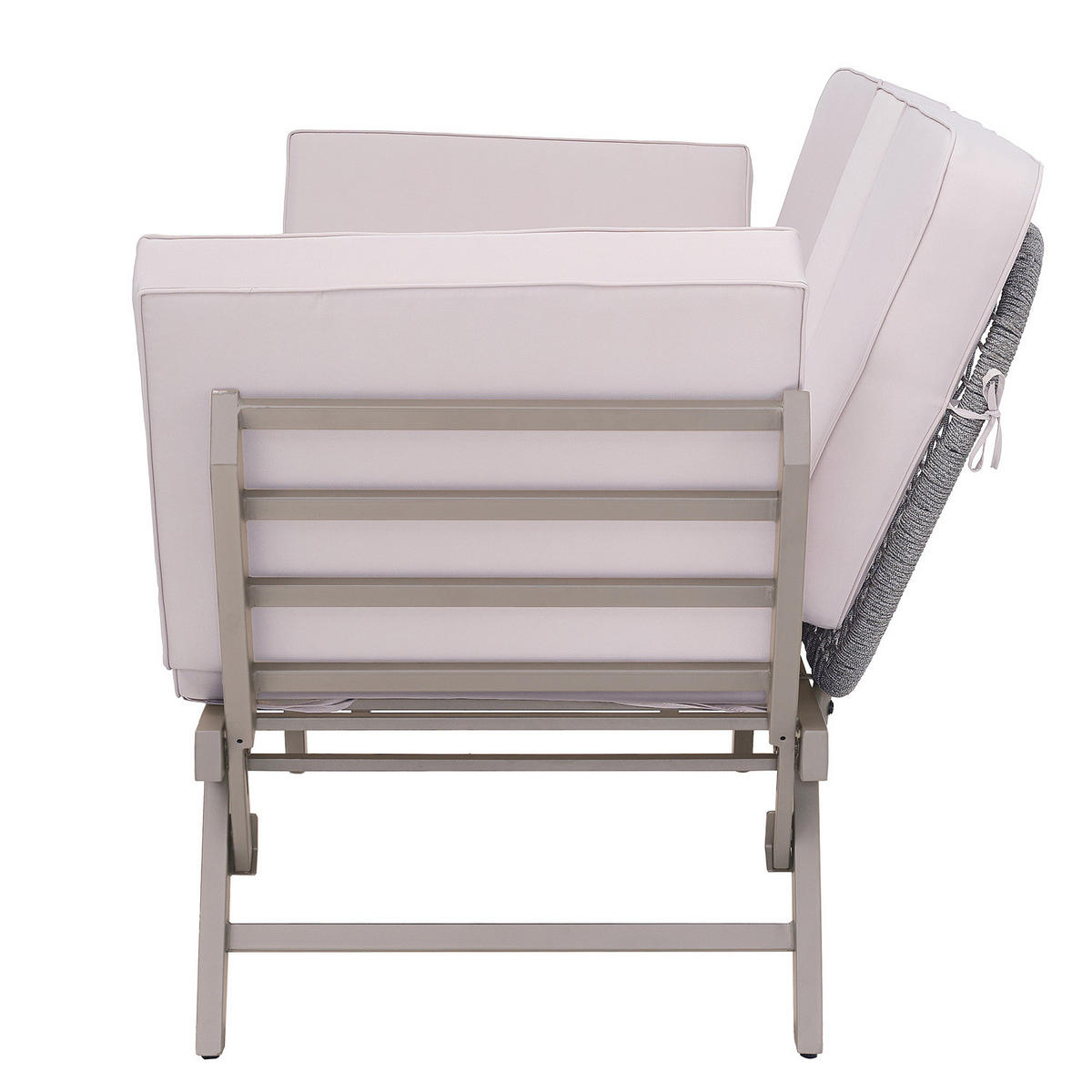 LOUNGESOFA - Stahl / Polyester - Anthrazit - Taupe, Holz/Metall (176/83/75cm) - home24