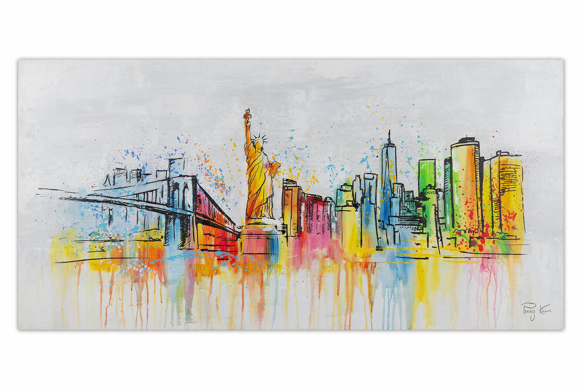 ACRYLBILD HANDGEMALT 120/60 cm - Multicolor/Grau, Holz/Textil (1.7/60cm) - KUNSTLOFT