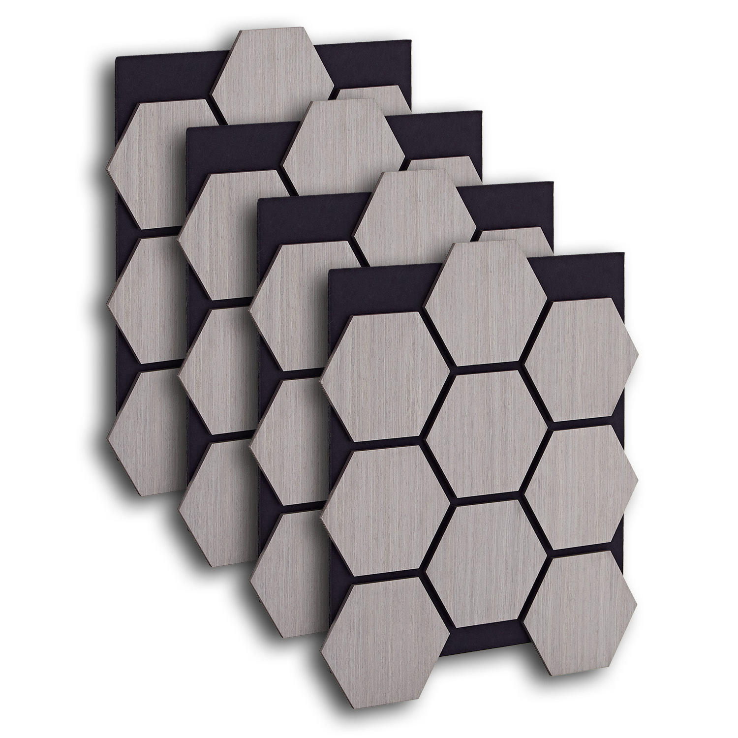 AKUSTIKPANEEL Hexagon Grau 4 Stück - Grau, Holz (62/76/2cm) - Homestyle4u