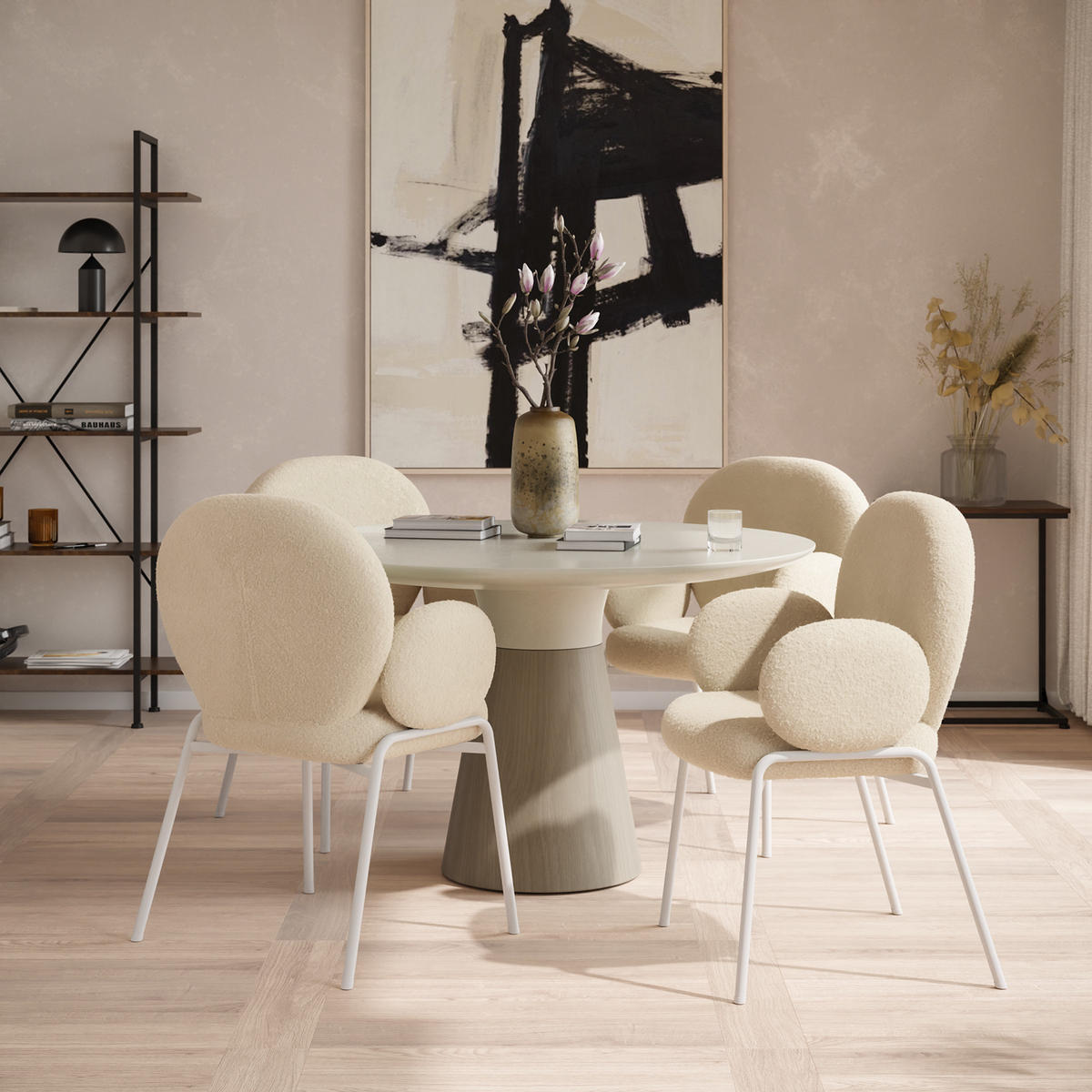 STUHL 1er Set Scandi Belastbarkeit 120 kg 61 5 x 62 x 90 - Creme, Kunststoff (62/90/61.5cm) - tectake