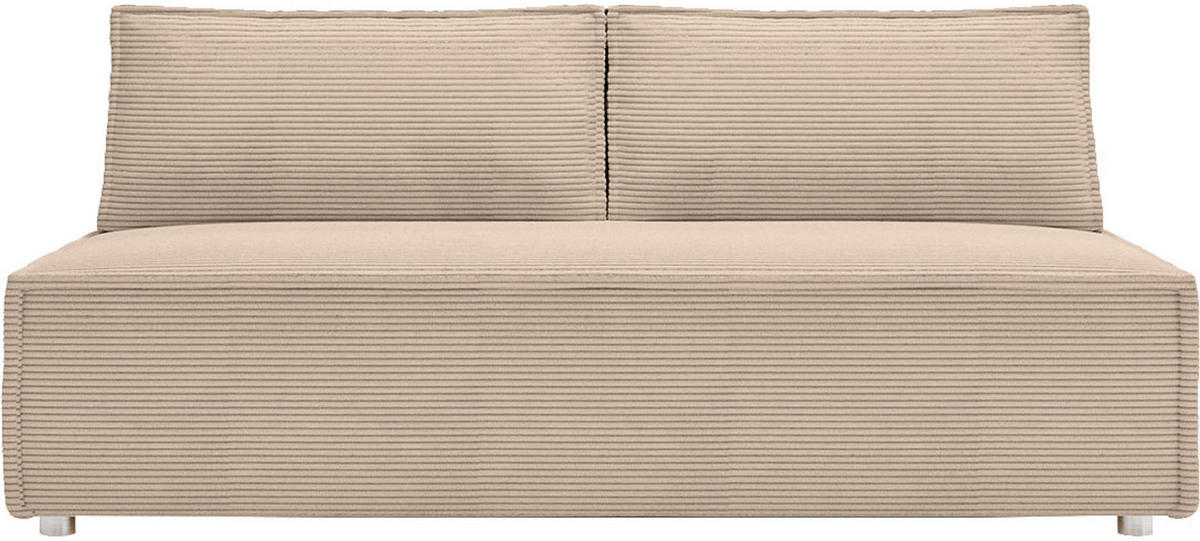 SCHLAFSOFA Diana mit Bettkasten, Beige 200/89/100 cm - Edelstahlfarben/Beige, Textil/Metall (200/89/100cm) - WFL GROUP