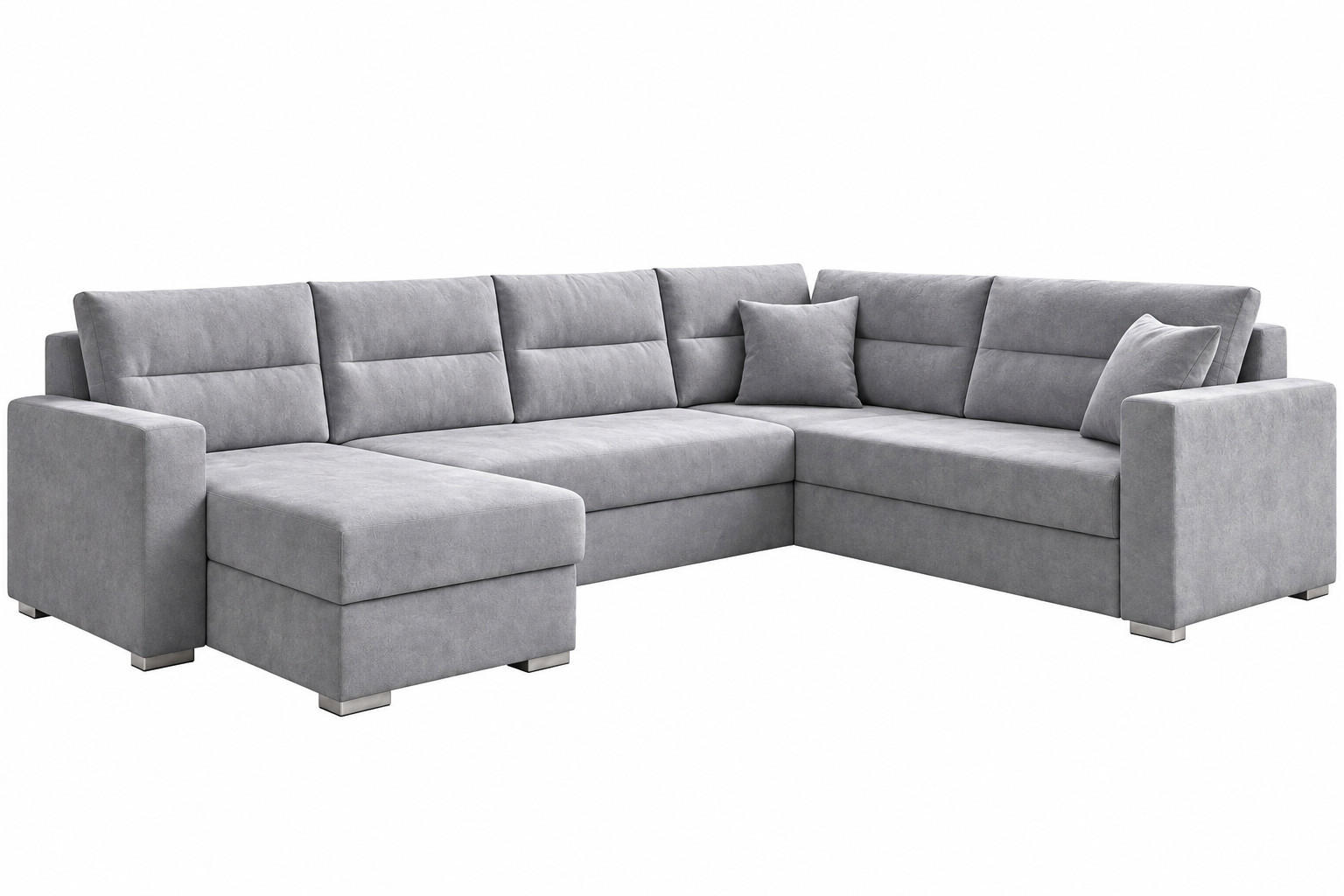 WOHNLANDSCHAFT CAPTAIN U-Form 314 cm mit hochwertigem Federkern, Schlaffunktion, Bettkasten und Ottomane links/rechts - Schwarz/Grau, Kunststoff (314/90/217cm) - Wohnideebilder