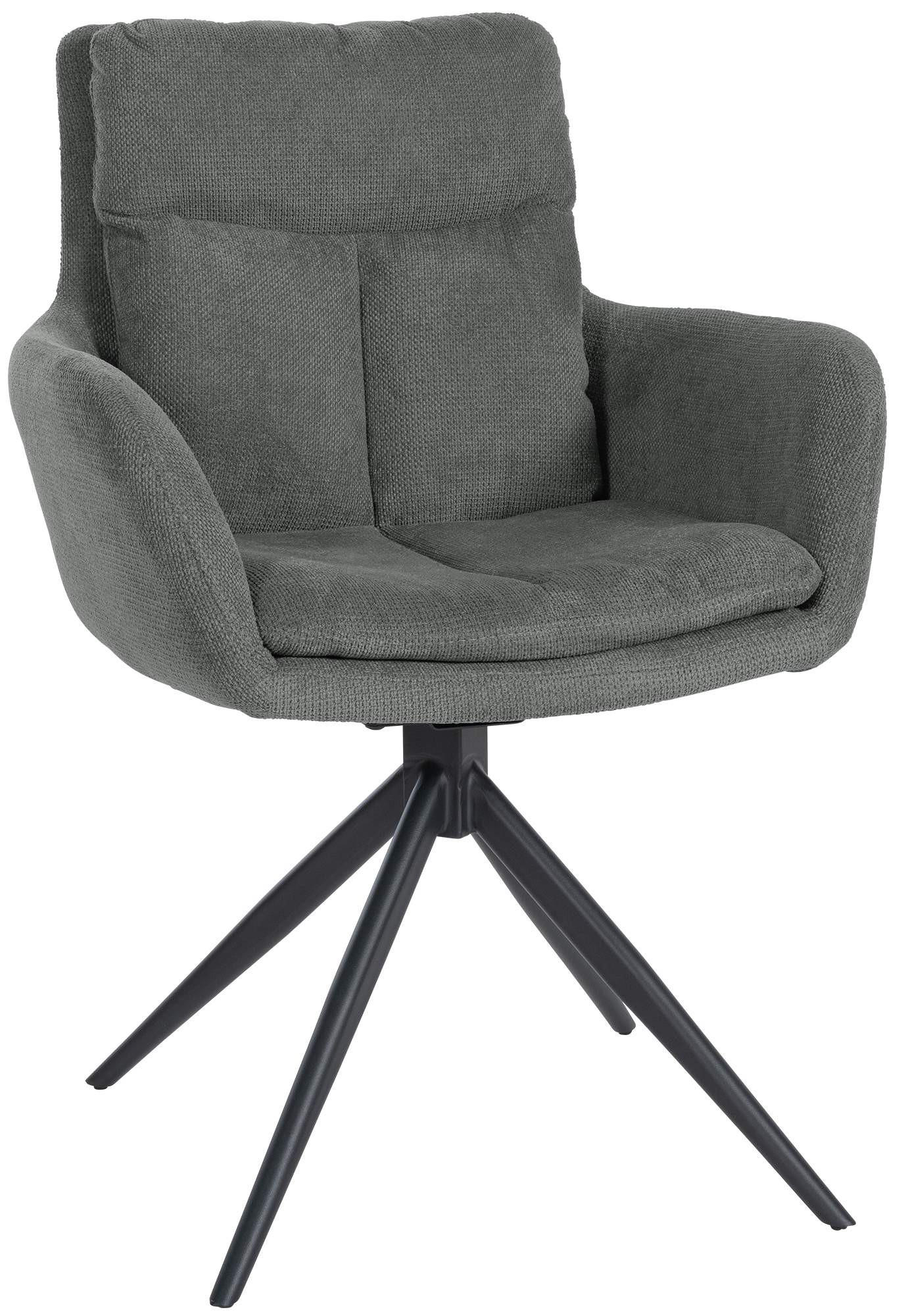 ARMLEHNENSTUHL Stoff Grau - Schwarz/Grau, Textil/Metall (60/88/65cm) - CLP