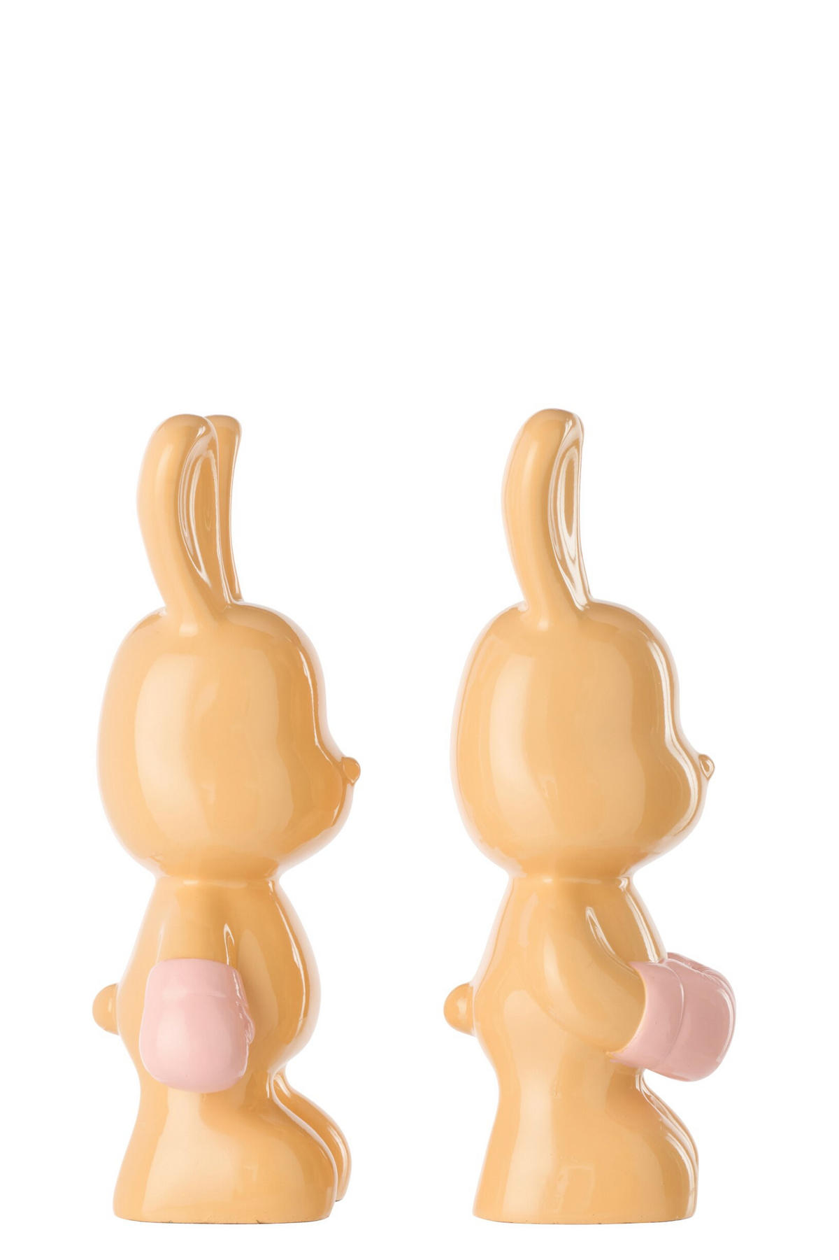DEKOOBJEKT KANINCHEN RAY BOXEN (2ER SET) - Orange, Glas/Naturmaterialien (13/36/16.5cm) - J-Line