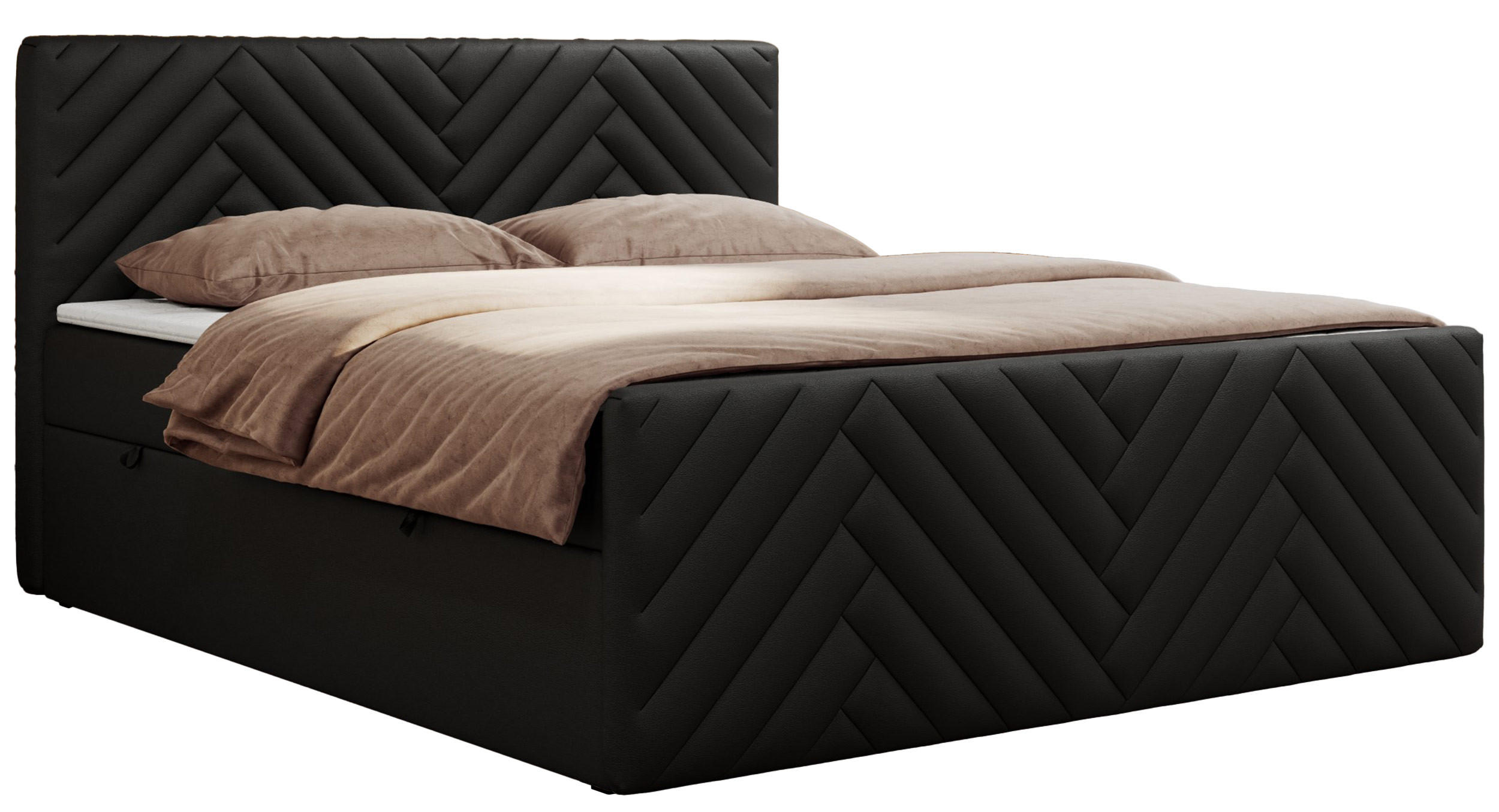 BOXBETT PARIS DUO 120/200 - Schwarz Kunstleder - H3 - Schwarz, Holz/Textil (120/200cm) - MKS