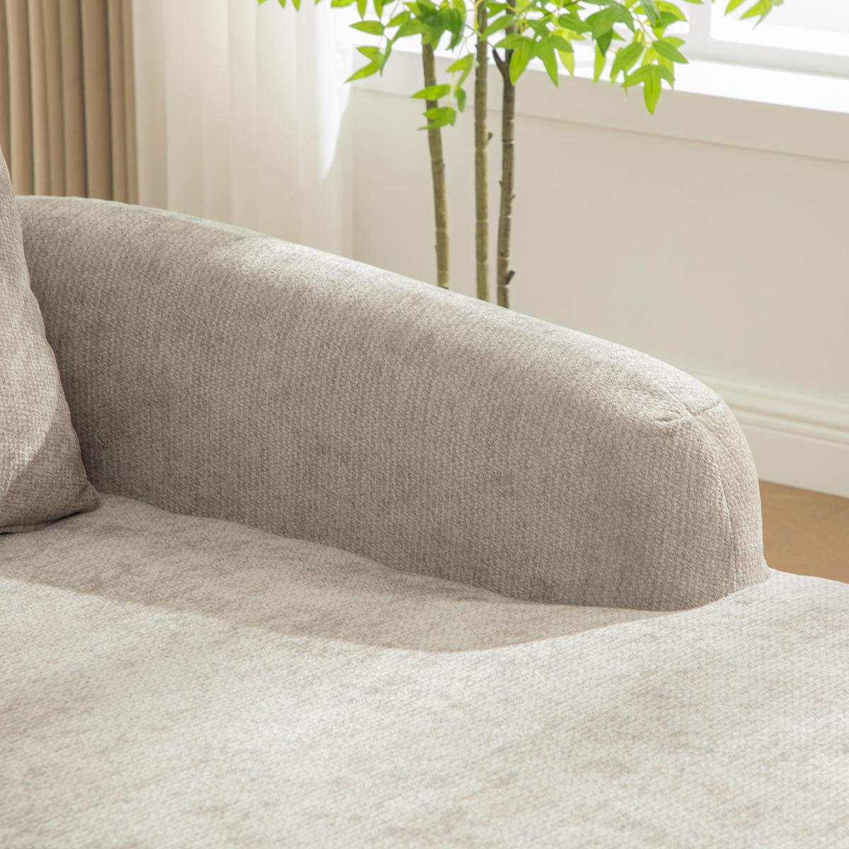 RÉCAMIERE DE-35127 rechte mit Chenille-Bezug Grau - Grau, Textil (99/80.5/172cm) - ComfortXL