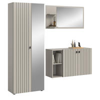 GARDEROBEN-SET 3-teilig Kaschmir 191 cm, Garderobenkombination mit viel Stauraum - Kaschmir/Schwarz, Glas/Holzwerkstoff (191/192/37cm) - Inn.Furn