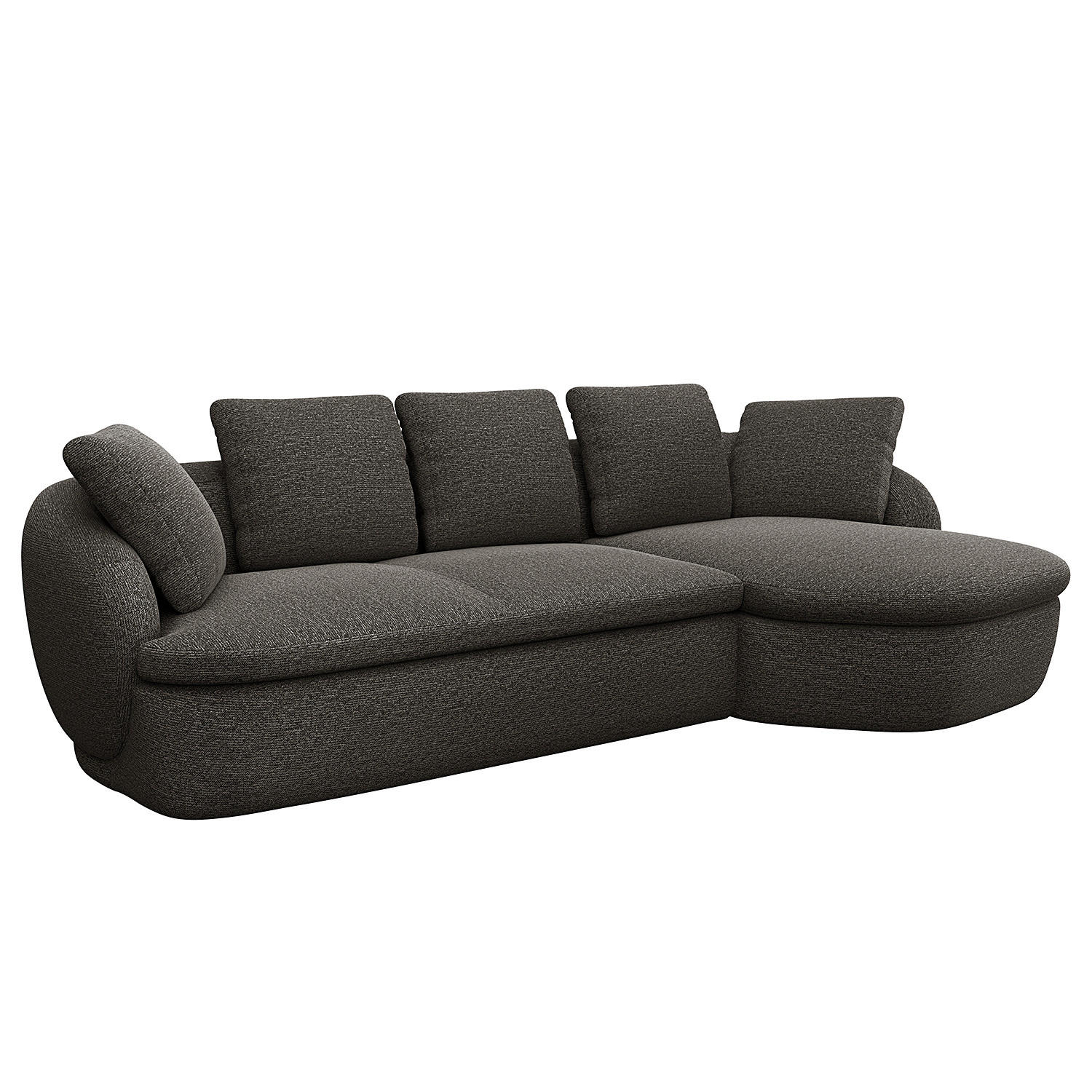 ECKSOFA mit Longchair - Anthrazit/Schwarz, Kunststoff/Textil (276/146cm) - home24