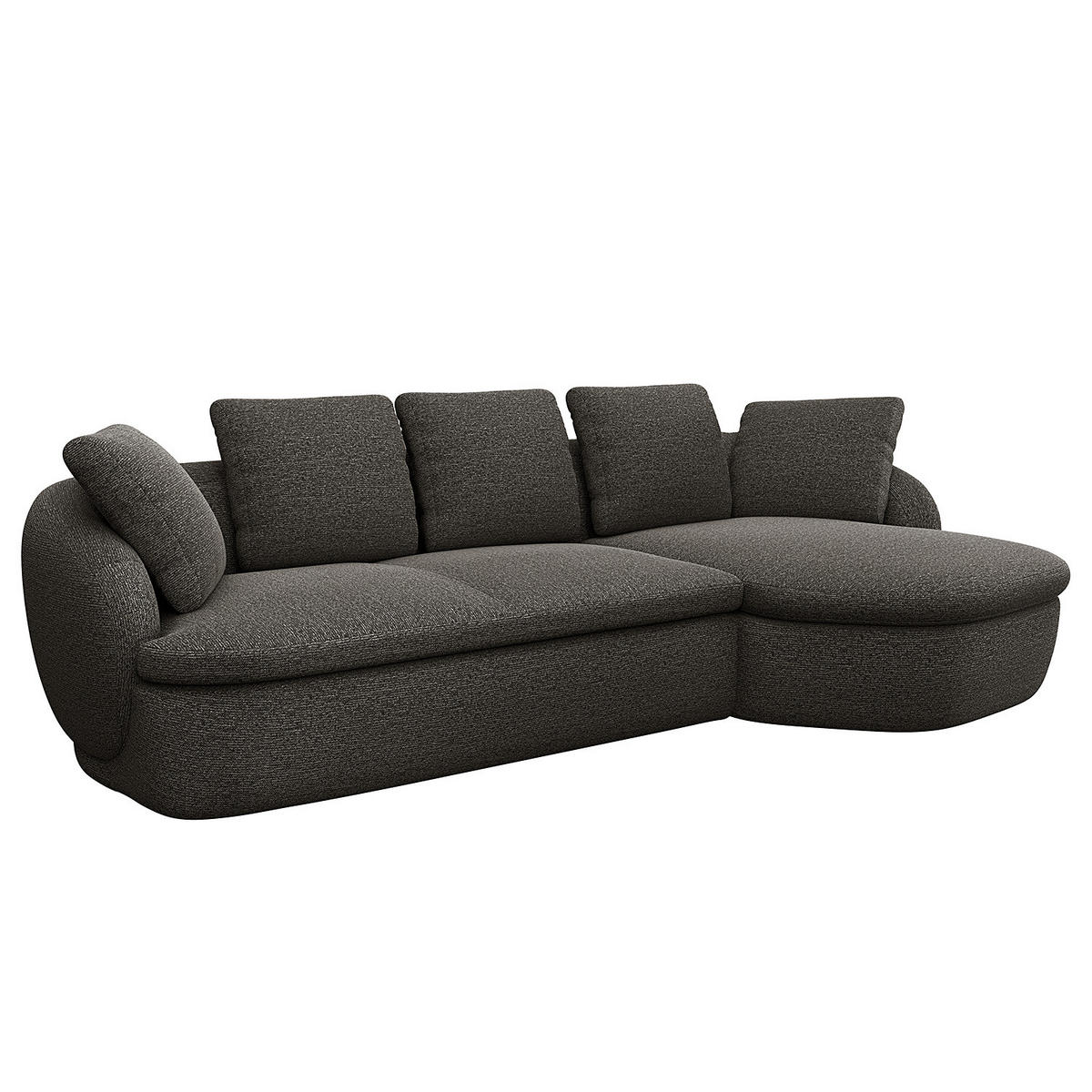 ECKSOFA mit Longchair - Anthrazit/Schwarz, Kunststoff/Textil (276/146cm) - home24