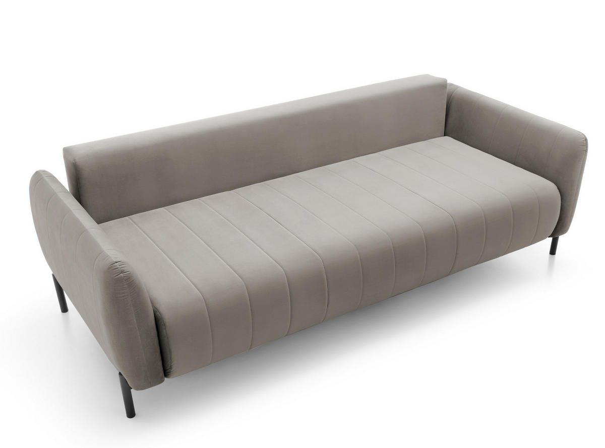 SCHLAFSOFA Neva Grau Velours 234 cm - Schwarz/Grau, Textil/Metall (234/90/100cm) - Selsey