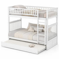 ETAGENBETT 90/200 mit Ausziehbett, abnehmbarem Unterbett und hohem Geländer in Weiß - Weiß, Holzwerkstoff (90/200cm) - EVRYAE