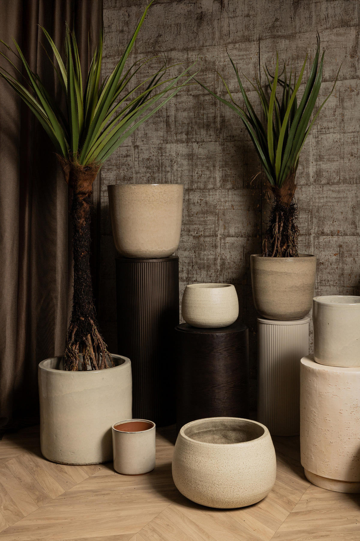 TOPF Wilsom Beige 50/50/50cm 4er-Set - Beige, Keramik (50cm) - PTMD Collection