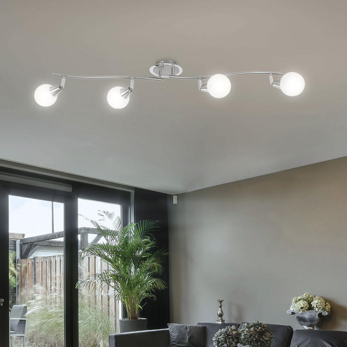 LED DECKENLEUCHTE Metall Silber - Silberfarben, Metall (90/19/19cm) - Globo Lighting