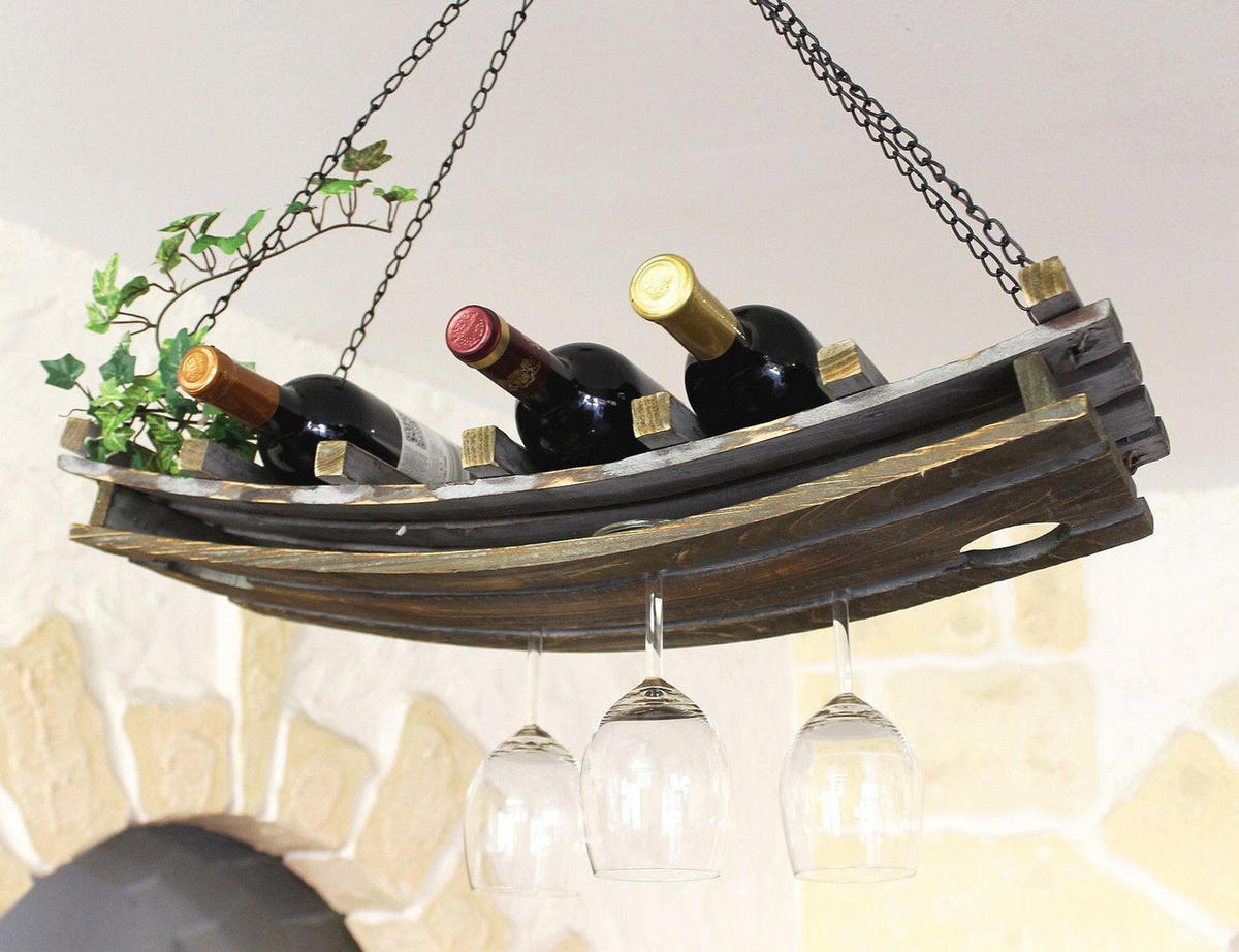 WEINREGAL Deckenregal aus Holz 65cm - Braun, Holz (65/8/24cm) - DanDiBo