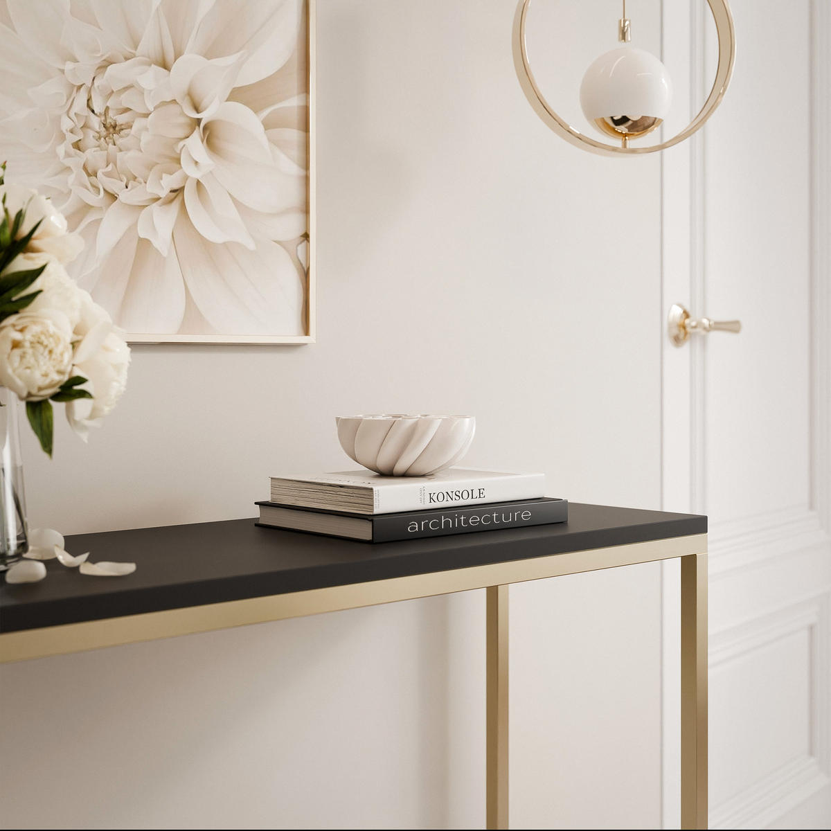 KONSOLENTISCH LORA 100/30/80 cm Gold / Schwarz matt - Goldfarben/Schwarz, Metall (30/100/80cm) - Idohome