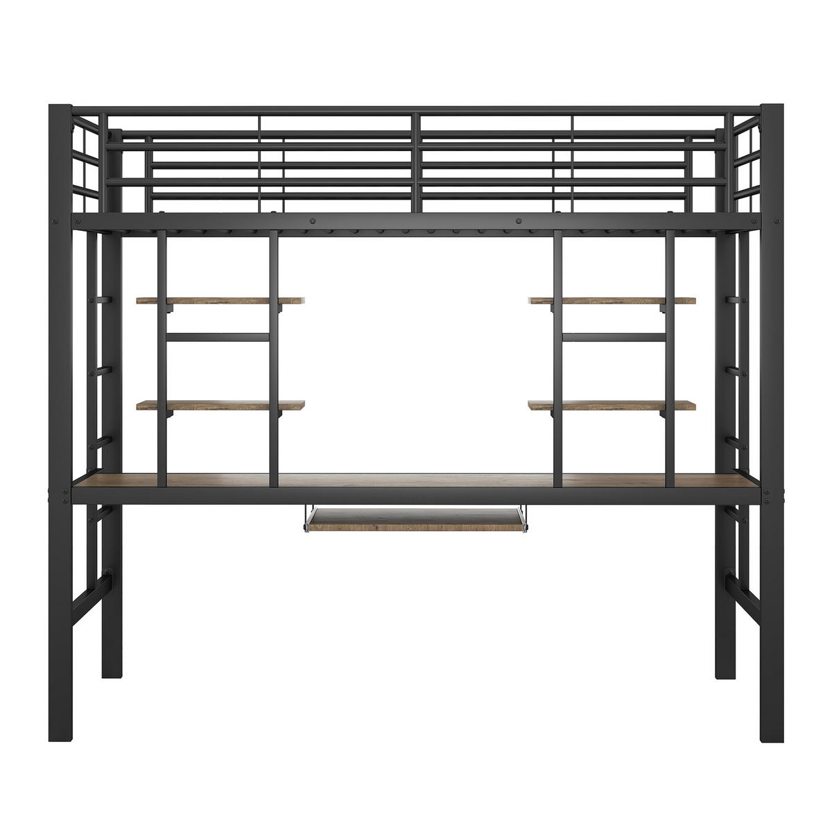 BETT Schwarz 204/95/180 cm - Schwarz, Holzwerkstoff/Metall - Urban Meuble