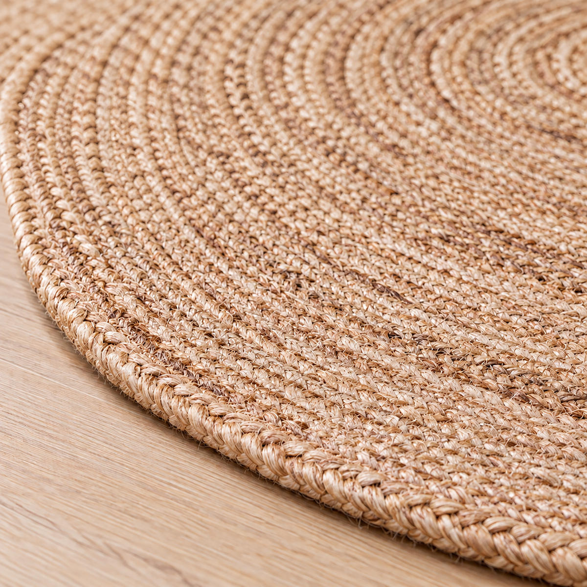 PREPROGA naravna okrogla juta ročno tkana 90 cm - bež, tekstil (90/90cm) - Relaxdays