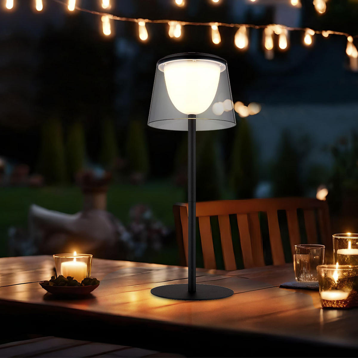LED TISCHLEUCHTE Metall Schwarz - Schwarz, Metall (13/13/34cm) - Globo Lighting