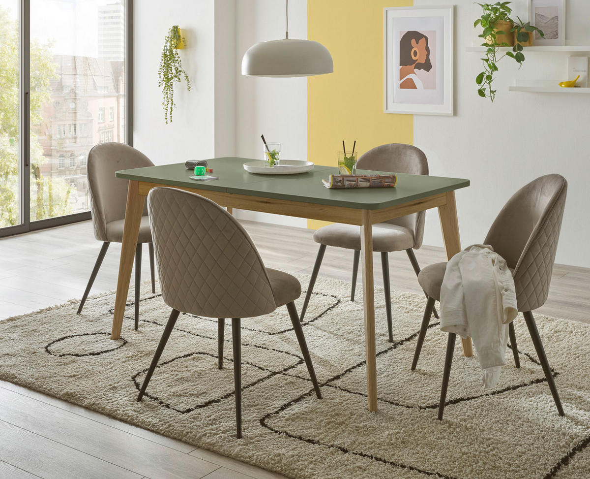 ESSTISCH Salbei, Eiche Evoke, skandinavisch 140 - 180 cm, Küchentisch ausziehbar - Eichefarben/Salbeigrün, Holz/Holzwerkstoff (180/80/75cm) - Furn.Design