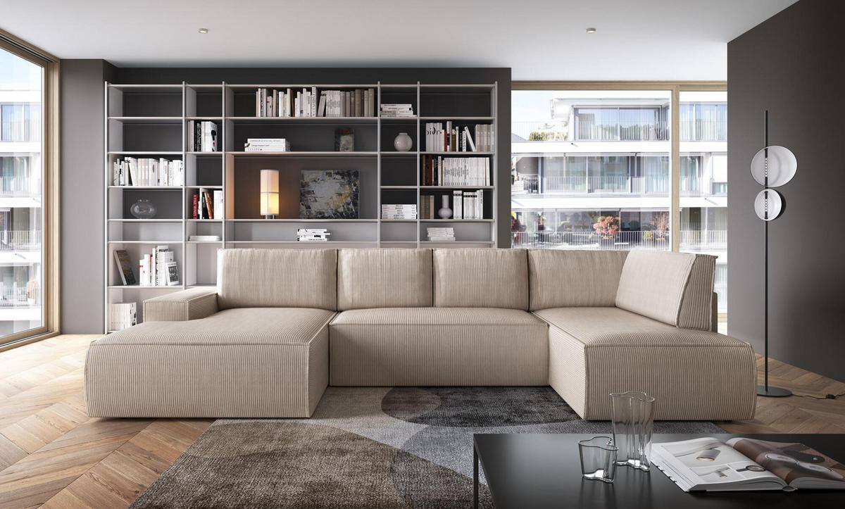 ECKSOFA FIORD Beige 349x167x85 cm - Beige, Textil (349/167cm) - FURNLUX