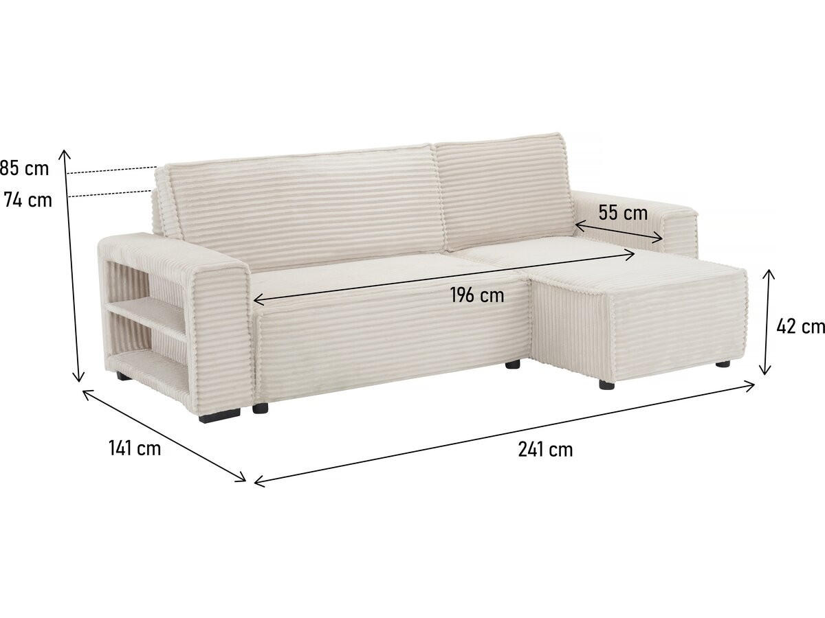 ECKSOFA opera beige - Beige, Textil (141/241cm) - Habitat Garten