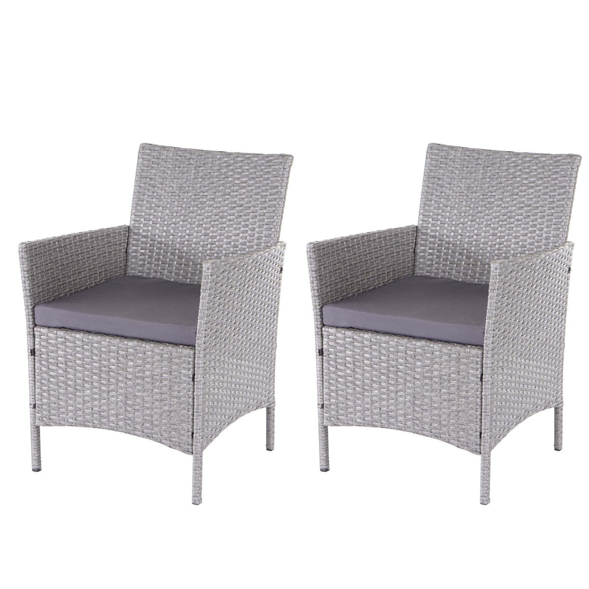 POLY-RATTAN SESSEL HALDEN Grau, Anthrazit 2er-Set - Anthrazit/Grau, Kunststoff (59/83/60cm) - MCW