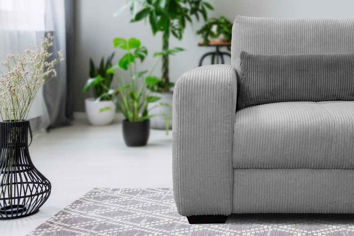 SESSEL OLI in Cordstoff hellgrau - Hellgrau, Holz/Textil (130/91/108cm) - Courtois Laville