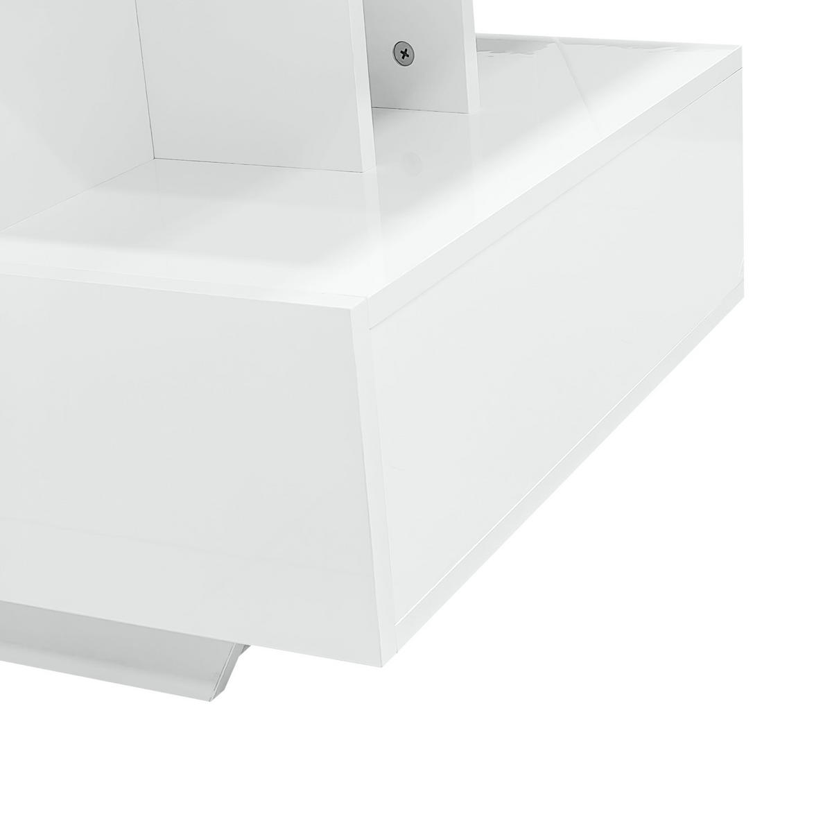COUCHTISCH 90/55/41 cm in Weiß mit LED-Beleuchtung und 2 Schubladen - Weiß, Holzwerkstoff (90/55/41cm) - Flora Grace