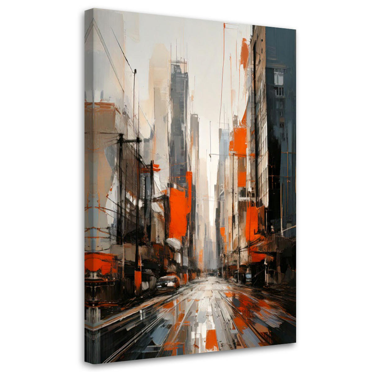 LEINWANDBILD Abstraktion 60x90cm - Orange, Textil (60/90cm) - Feeby