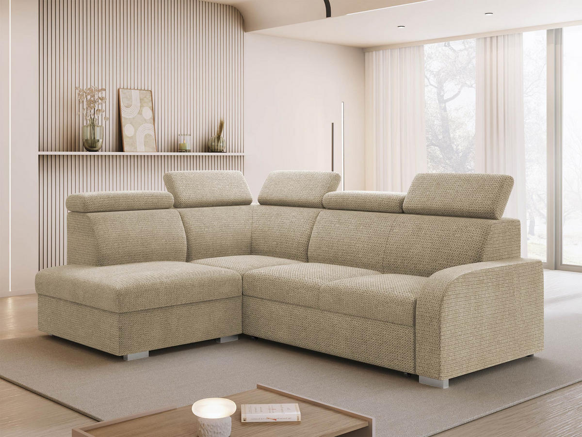 ECKSOFA Oslo 2rRLXp, Seite: Links LXP+R+2R - Silberfarben/Naturfarben, Holz/Textil (250/200cm) - MIRJAN24