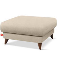HOCKER GUSTAVO Bouclé, Creme - Creme, Holz/Holzwerkstoff (92/49/92cm) - KONSIMO®