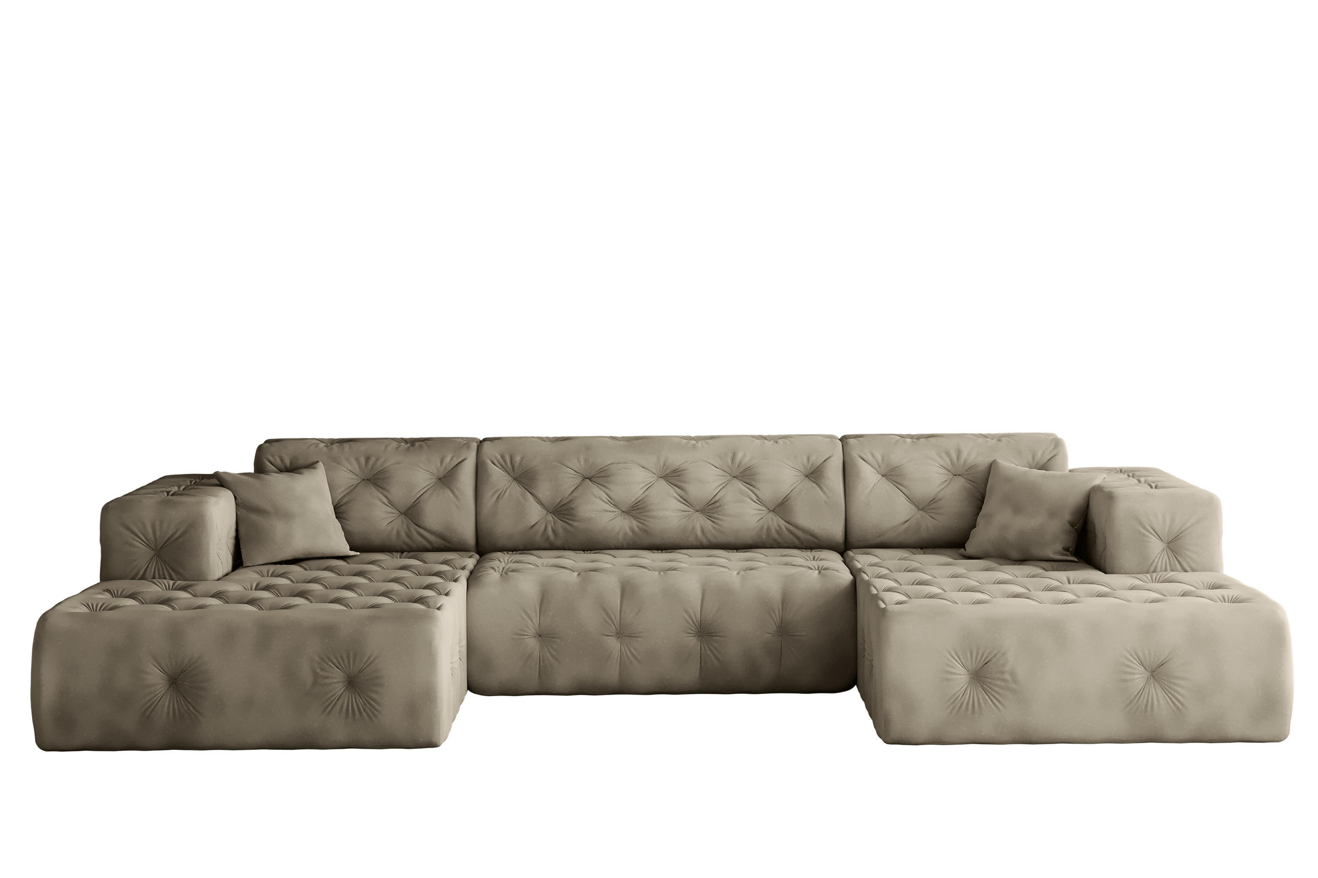ECKSOFA LUX U-Form, Gesteppt, Stoff Whisper, Creme - Ecru, Holz/Textil (350/171cm) - Kaiser Möbel