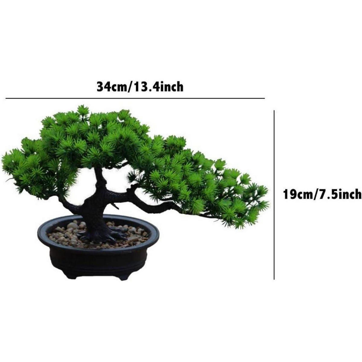 KÜNSTLICHER Bonsai-Baum Japanische Kiefer 19 cm - Grün, Kunststoff (19cm)