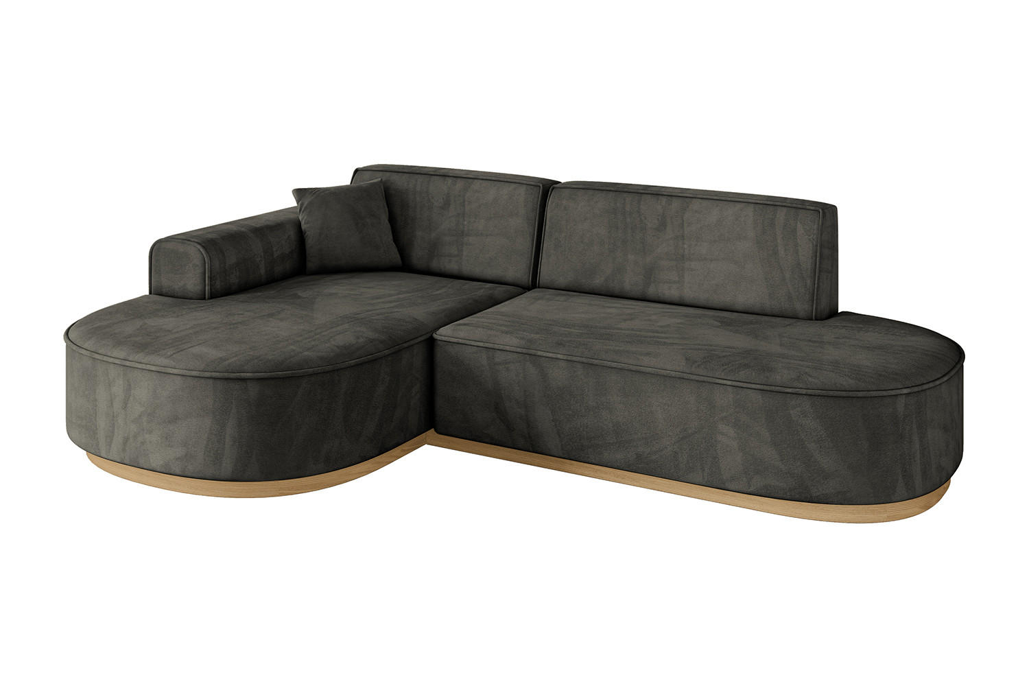 ECKSOFA Ottomane Links MARI-L1-v2 - 243x171x83 cm Schwarz Velours - Schwarz, Holzwerkstoff/Textil (243/171cm) - ALTDECOR