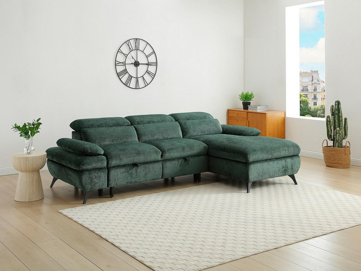 SCHLAFSOFA - 5 Personen - Stoff - Grün - - Grün, Textil (284/80/176cm) - Vente-Unique