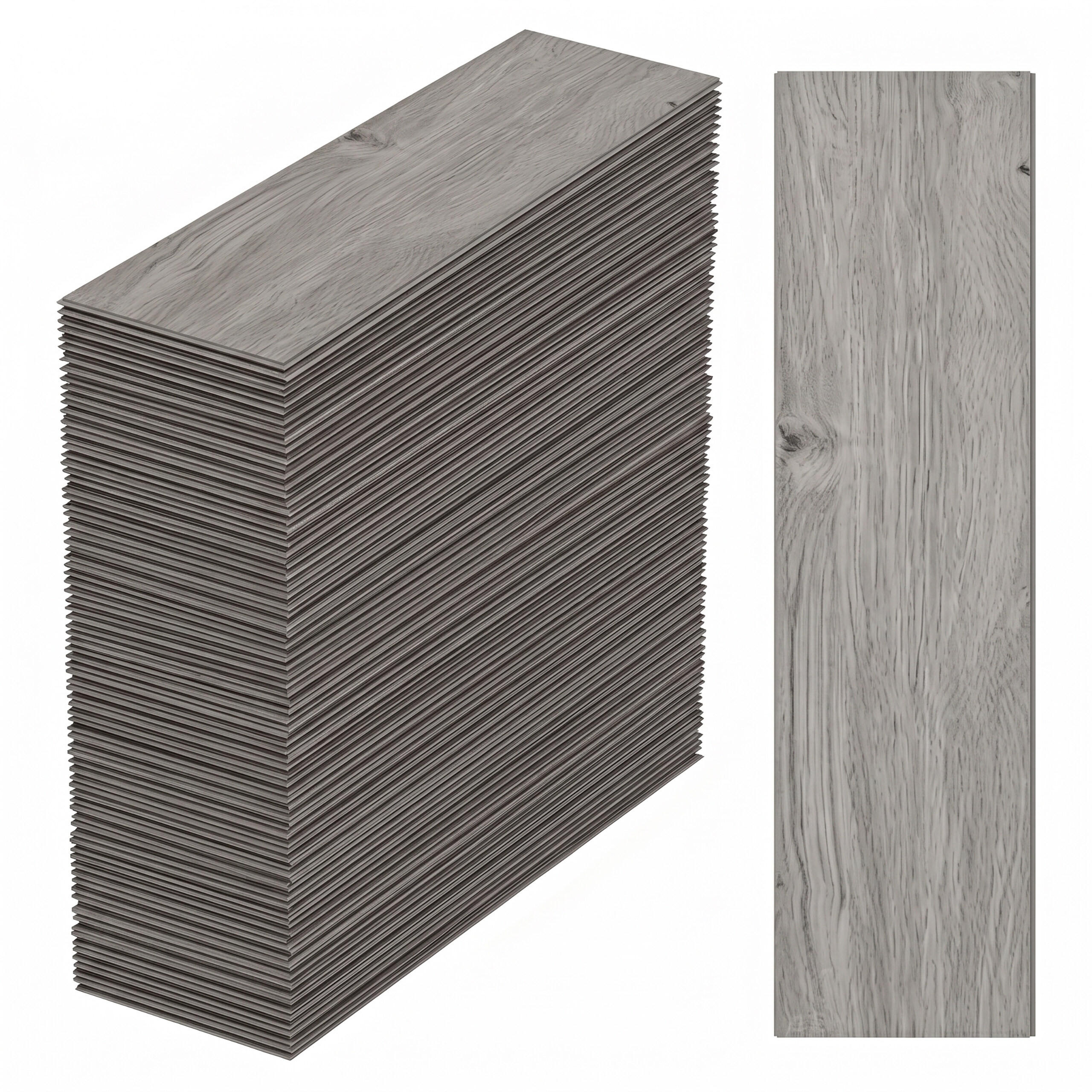 VINYLBODEN Eiche grau 36er-Set selbstklebend - Grau, Kunststoff (91.4/15.2/0.2cm) - Relaxdays
