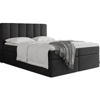 BOXBETT Amira mit Bettkasten, Schwarz Samt 200x200 cm - inkl. H4 Matratze und H3 Foam Topper - Schwarz Hochglanz/Schwarz, Holzwerkstoff/Kunststoff (200/200cm) - WFL GROUP