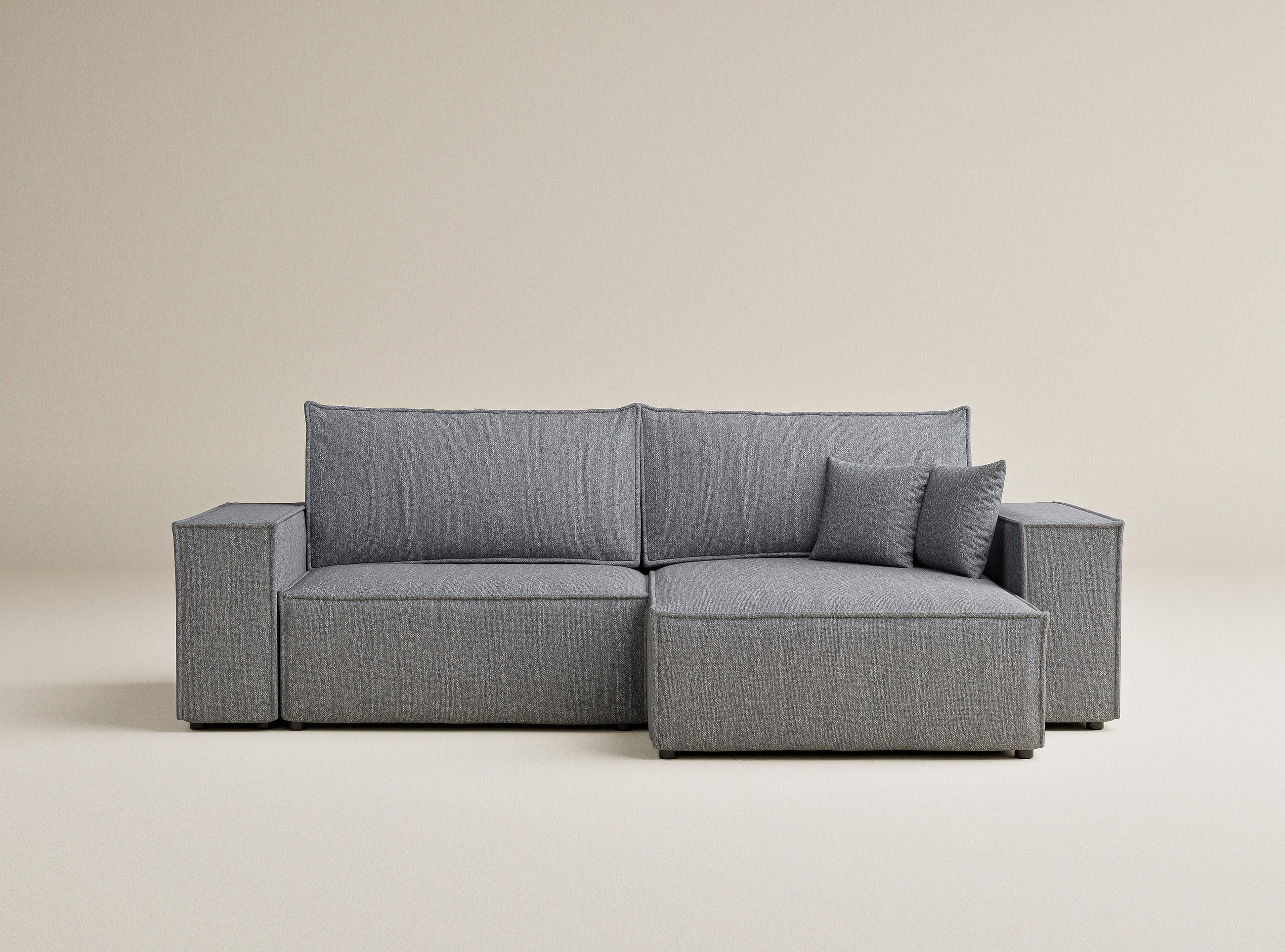ECKSOFA MIT SCHLAFFUNKTION Zaya Grau Webstoff - Schwarz/Grau, Holz/Holzwerkstoff (255/148cm) - Maison de Reve
