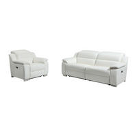 SOFAGARNITUR mit Relaxfunktion - 4 Personen - Leder - Weiß - - Weiß, Leder (100/86/104cm) - Vente-Unique