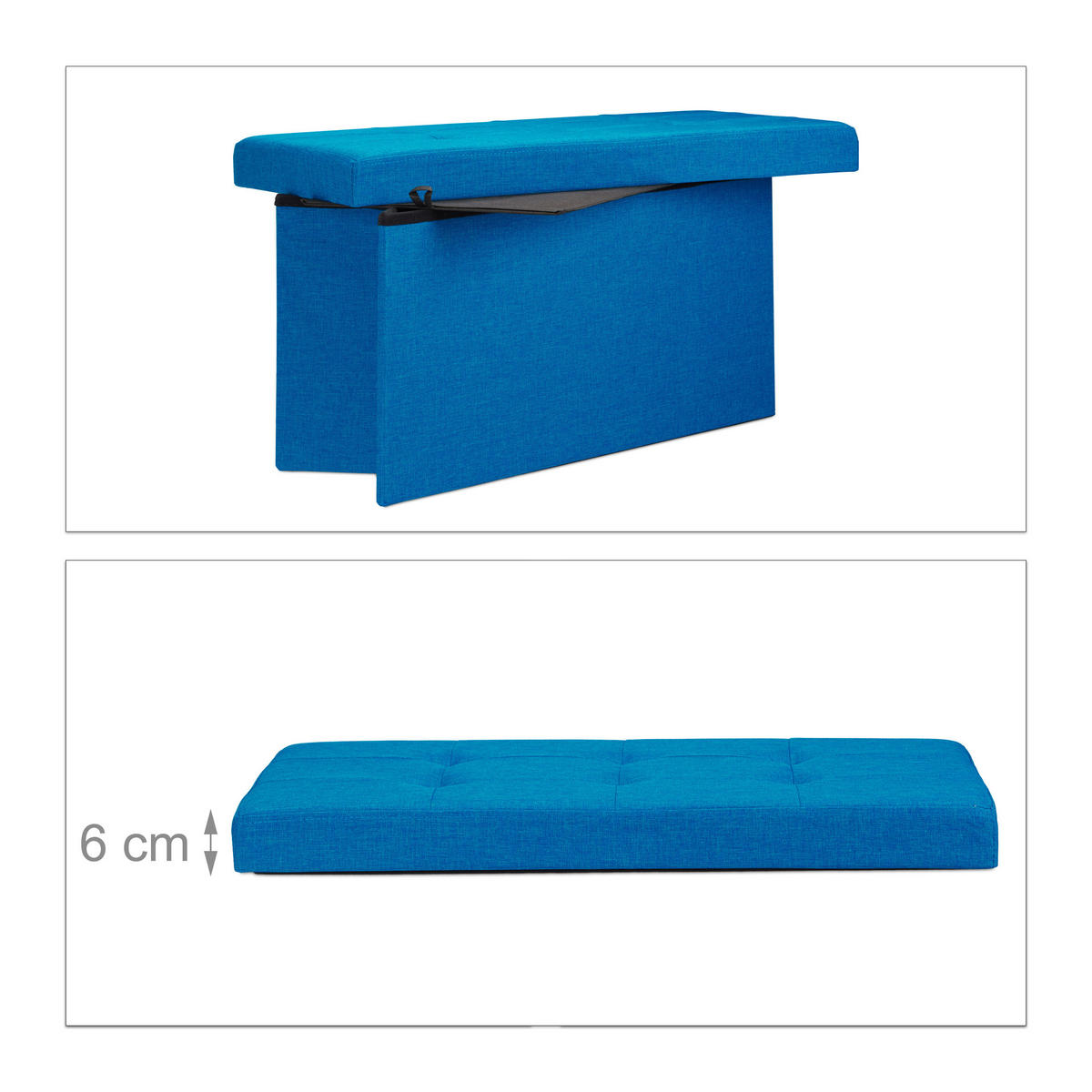 FALTBARE Sitzbank - Blau, Holzwerkstoff/Textil (38/38/76cm) - Relaxdays